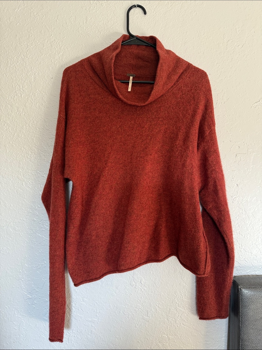 Free People Cowl Neck Sweater in Rust